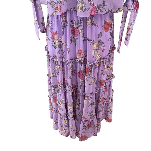 Shero Small Midi Dress Long Flowy Floral Purple Off the Shoulder Lavender - Picture 13 of 13